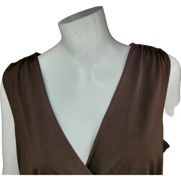 Cato Womens XL Brown Sleeveless Peplum Tank‎ Cinched Shoulders Lined - Picture 5 of 13